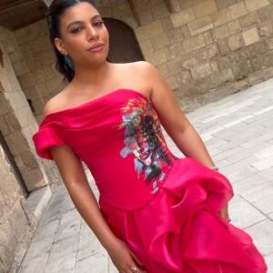 Donia Samy Instagram - Brightening up any occasion in PINk🩷

Designed and painted by @chicoril_
👗🎨🖌️🪡🧵🧶

.
..
.
.
.

.
.
.
.
.#chicoril #hautecouture ##dress #blogger 
#amranwar #fashiondesigner #couture #fashionstyle #drawing #dress #dresses #design