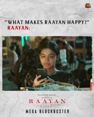 Dushara Vijayan Instagram - Only Durga can bring a smile to #Raayan's face ❤️

#RaayanMegaBlockbuster in cinemas near you!

@dhanushkraja @arrahman @iam__sjsuryah @selvaraghavan @kalidas_jayaram @sundeepkishan @joinprakashraj @dushara_vijayan @aparna.balamurali @varusarathkumar @actorsaravanan @omdop @editor_prasannagk @peterheinoffl @jacki_artdirector @sreyas88 @kavyasriraam @kabilanchelliah