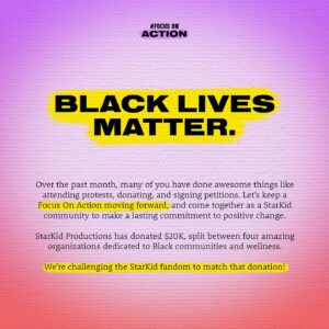 Dylan Saunders Instagram - I’m standing on this mountain to let you know that over the next seven days, @therealteamstarkid is matching our fan and community donations up to $20,000 for these four unbelievable local organizations as part of a new #FocusOnAction campaign:⁣
⁣
Everyone meet @blacktranscoalition, an advocacy group fighting for health, housing, and employment equality for Black transgender people in the United States, @WeThePeopleDetroit, a community-based grassroots group that educates and empowers greater Detroit with a focus on civil rights, land, water, education, and the democratic process, @MyBlockMyHoodMyCity, a Chicago-based organization serving underprivileged youth with explorations rooted in culture, STEM, art, volunteerism, community, culinary arts and entrepreneurism, and @_beamorg, a Los Angeles-based collective of advocates, yoga teachers, artists, therapists, lawyers, religious leaders, teachers, psychologists and activists committed to the emotional and mental health healing of Black communities.⁣
⁣
From July 8th through July 14th, give directly to these organizations, and then log your donation on the StarKid website! (LINK IN BIO) A personal StarKid thank you video awaits, as does a lighter and more full heart. Let’s lift up Black voices, take charge with some delicious civic responsibility, and show future us what we’re made of—with a dash of hope. I think the old adage is, “We’re all in this together…so let’s put our money where our mouth is and remind the world that Black lives are, and always have been, sacred!” That’s the direct quote. Take it to the bank! And then to #FocusOnAction.