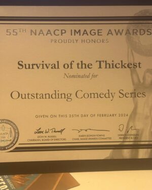 E. R. Fightmaster Instagram - Grateful to write on a show I love with people I admire and adore. Thank you #naacpimageawards for the love. 🥂 to Survival of the Thickest and @michellebuteau ❤️