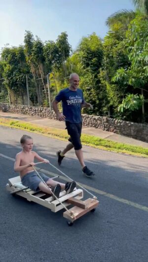 Ed Stafford Instagram - It’s easy to criticise this one. Go for it if you feel the need. But sometimes I bloody love the fact that this place (Costa Rica) reminds me of a time when Britain was safe and adults let their kids roam without worry, rules or curtain twitchers. 

Of course I know helmets save lives. If the risk warrants it.  But risk itself is also a super important element of a child’s development. And this GoKart was such fun to build and test drive together! 

I was about the whole time - and it was pretty slow. They were safe. 🥰