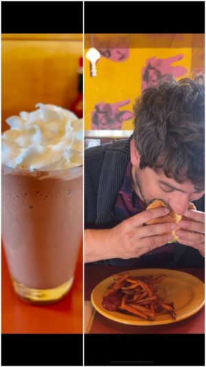 Ed Weeks Instagram - CHOCOLATE PEANUT BUTTER WHAT 🇺🇸 at @swingersdiner #WeeksEats
.
#diner #burger #cheeseburger #milkshake #chocolate #peanutbutter #malt #maltshake #sweetpotatofries #foodporn #foodreview #instafood #losangeles #california