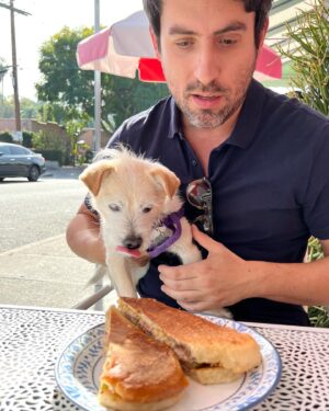 Ed Weeks Instagram - @cafetropical_la has long been my neighbourhood go-to for gorgeously satisfying sandwiches and the best coffee this side of Havana. My furry dining companion and I started with the CUBANO. Succulent roasted pork vied for saltiness with glossy ham. The pickle was long, juicy—almost tongue-like. Tangy mustard and impertinent cheese completed the ensemble, all encased in griddled panini simultaneously crispy and chewy.
 
At this point my dining companion wished to retire home to lick himself to sleep, but my mind was on dessert. The TRES LECHES is the finest in the city, and arrives liberally drenched in Chantilly cream, in addition to the two more mysterious milks (I think one of them is condensed). Slide 4 shows the burbling cream at the bottom of this masterpiece. A seasonal fruit compote provides welcome sourness.
 
All too fast, my hankering for dairy came roaring back. Salvation was found in Cafe Tropical's signature CAFE CON LECHE. Espresso strong enough to give you a good talking to, softened by a decidedly pillowy milk froth. Finally I agreed with my dining companion that it was, indeed, time for siesta, and the two of us enjoyed a reviving walk home, punctuated by three lovely wees in the grass (him not me).
