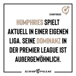 Elmar Paulke Instagram - Luke Humphries führt die Premier League mit 22 Punkten an. Gestern in Dublin gelingt ihm der 3. Tagessieg in Serie. Er hat 9 Matches in Folge gewonnen, hat in 9 von 10 Partien einen Avg von über 100 gespielt. 

Seine Konstanz ist atemberaubend! Gestern spielte er bei seinen drei Siegen drei Averages von 104 :: 106, knapp 105 und 105,53.

Mal sehen, ob er nächste Woche der erste Spieler sein wird, der bei diesem Modus 4 Tagessiege in Folge einfahren kann!!!