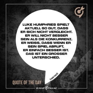 Elmar Paulke Instagram - Wer sich nicht vergleicht, hat die Chance, bei sich zu sein. Der lässt sich nicht ablenken, schaut nicht auf andere, sondern legt den Fokus auf sich, nach innen und kann sich somit auf seine eigenen Fähigkeiten konzentrieren. 

Sich nicht zu vergleichen, schaffen nur wenige, das ist Champions League. Und ermöglicht Dir, Dein Potential abzurufen. 

Game On!