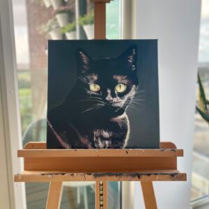 Eloy de Jong Instagram - Diese Katze heißt „MICHA“ und lebt leider schon längst nicht mehr. Es hat viel Spaß gemacht mal eine schwarze Katze zu malen. Und damit wieder einen Auftraggeber glücklich zu machen. Wie gefällt es euch? 🐈‍⬛❤️ #kreativseinmachtglücklich #zeichnenundmalen #schwarzekatze