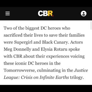 Elysia Rotaru Instagram - She got it from her mama! #blackcanary @dcofficial 
Thank you for the lovely chat @cbrofficialpage 
🎙️What a honor to voice BOTH Dinah Drake and Dinah Laurel Lance in the latest film: Justice League: Crisis on Infinite Earths – part three. Plus…a young Wonder Woman! 💥 Hope you like the movie. 
Have you watched it yet? @dcofficial