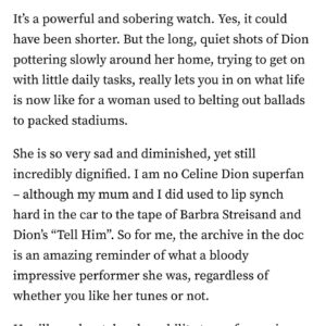Emma Barnett Instagram - I was so moved by @celinedion return last night at the #olympicopeningceremony in #paris. My god what she has suffered. Sometimes only work will work when your body and mind fails you. Some excerpts from my @theipaper column this week. Read the full thing via #linkinstories 

#chronicpain #celinedion #pain #work #trying