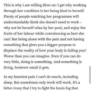 Emma Barnett Instagram - I was so moved by @celinedion return last night at the #olympicopeningceremony in #paris. My god what she has suffered. Sometimes only work will work when your body and mind fails you. Some excerpts from my @theipaper column this week. Read the full thing via #linkinstories 

#chronicpain #celinedion #pain #work #trying