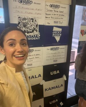 Emmy Rossum Instagram - Phone banking in Nevada today. Let’s keep the momentum going. Go to mobilize.us to get involved!!!