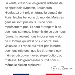Éric Zemmour Instagram - #JOParis2024 #CeremonieOuverture #olympics