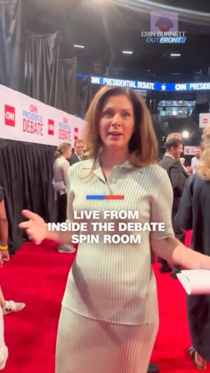Erin Burnett Instagram - Erin Burnett takes viewers inside the CNN Presidential Debate Spin Room moments before President Biden and former President Trump take the stage. #cnn #cnndebate #presidentialdebate #biden #trump #biden2024 #trump2024 #election #election2024