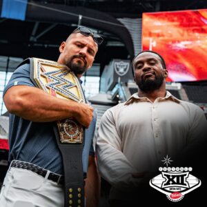 Ettore Ewen Instagram - Even in the heat of a summer day in Las Vegas… the @wwe Superstars are out 🤩

#Big12FB | @totinos