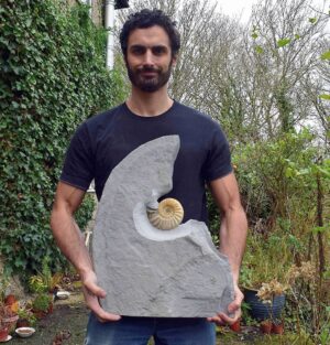 Fiann Smithwick Instagram - A large Asteroceras obtusum ammonite I found many years ago on the Jurassic Coast and prepared with as much as the rock left as possible. These ammonites are found inside limestone concretions that make amazing display pieces when carefully prepared using the right tools. 
🐚🛠🐚
#fossil #fossils #art #geology #palaeontology #paleontology #paleo #curiosity #ancient #history #collect #collection #animal #animals #evolution #science #museum #jewel #collecting #treasure #ammonite #ammonites #prep #prepping #shell #shells #minerals #crystal #dinosaur #age