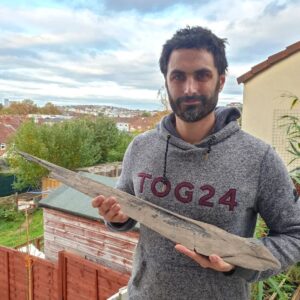 Fiann Smithwick Instagram - I found this large ichthyosaur jaw a few years ago on the Jurassic Coast near Lyme Regis. I found it in lots of bits that had to be glued back together. It ended up being way bigger than I was expecting, but also super thin and delicate. It would have come from a large animal! 
🐬🦴🦈☠
Sadly, it was the only bone preserved and there was no sign of any other bones or even any teeth in the surrounding rock. 
🌊🦈🌊
It's around 198 million years old, from the Early Jurassic seas when dinosaurs were roaming around in the land nearby. 

#fossil #fossils #art #geology #palaeontology #paleontology #paleo #curiosity #ancient #history #collect #collection #animal #animals #evolution #science #museum #jewel #collecting #treasure #jaw #jaws #tooth #teeth #rare #dinosaur #age #dinosaurs #ichthyosaur #bones