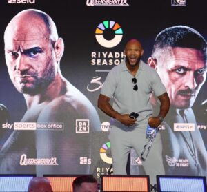 Frazer Clarke Instagram - Well today was interesting 😅 in my absolute element surrounded by my hero’s and legends of the sport I love 
Whilst talking up the biggest fight in the last 25 years 
And this is called work.
I’m feeling very blessed and loving this opportunity 

Tomorrow we will have a new undisputed heavyweight world champion and I can not wait