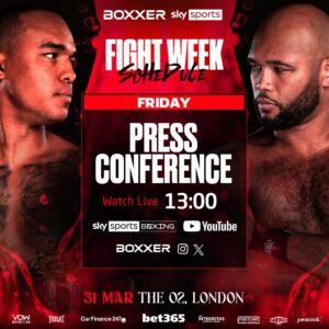 Frazer Clarke Instagram - Your 𝐅𝐢𝐠𝐡𝐭 𝐖𝐞𝐞𝐤 𝐒𝐜𝐡𝐞𝐝𝐮𝐥𝐞 🔥

Drop your fight night predictions… Any upsets on the card?👇👀

#WardleyClarke | 31.03.24 | @skysportsboxing | @peacock