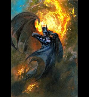 Gabriele Dell'Otto Instagram - “Batman cover #154” acrylics @liquitexofficial on heavy board @dcofficial @batman #flames #comics #comicart #art #painting @yokaidavid @carmisterpixel