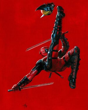 Gabriele Dell'Otto Instagram - “Deadpool” cover stickers album for @panini_comics and @figurinepanini acrylics @liquitexofficial on heavy board @marvel @marvelstudios @deadpoolmovie #deadpoolwolverine #stickers #comics #art #comicart @yokaidavid @carmisterpixel