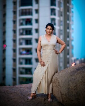 Gayatri Bhargavi Instagram - “Happiness and confidence are the prettiest things you can wear”, wear it often. 🙂
.
.
..
.
.

🪬🧿
#thaankfulgratefulblessed 
📸 @prasan.myreflections 
Styled by - @_razzaqui
Assisted by - @aksharamahi7
Outfit - @yusa.india
Neckpiece - @shopriyaaofficial
Bracelets- @bcos_its_silver

.#confidance #attitude #love #trust #newbeginnings #rock #life #lifestyle #fashionstyle #photography #gayatribhargavi  #teluguxinema #teluguactor #actress