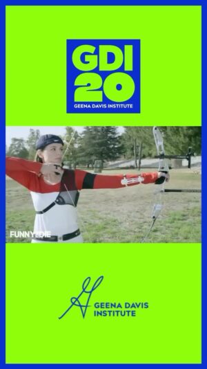 Geena Davis Instagram - As we watch the 2024 Olympic Games, we remember the @funnyordie feature on Geena’s love for archery. She was inspired to take up the sport after the 1996 Olympics, and qualified for the 2000 Olympic trial semifinals in New Jersey. Seeing archery on screen inspired Geena just like how films “Brave” and “The Hunger Games” inspired women of all ages to pick up a bow and arrow. You can read more about this phenomenon on our website. 🏹💪🏅

#seeitbeit #GDI20 #ParisOlympics