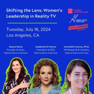 Geena Davis Instagram - You’re invited! Join us in Los Angeles on July 16 for a discussion on women’s representation in reality TV. In partnership with @BanijayGroup and @EverywomanStudios, this event will take a closer look at representation behind the scenes in reality TV from the U.S., U.K., Brazil and France from 2021-2023. Secure your spot today at the link in our bio. #seeitbeit