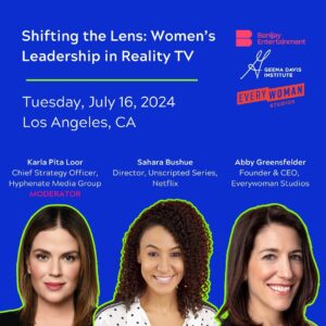 Geena Davis Instagram - You’re invited! Join us in Los Angeles on July 16 for a discussion on women’s representation in reality TV. In partnership with @BanijayGroup and @EverywomanStudios, this event will take a closer look at representation behind the scenes in reality TV from the U.S., U.K., Brazil and France from 2021-2023. Secure your spot today at the link in our bio. #seeitbeit
