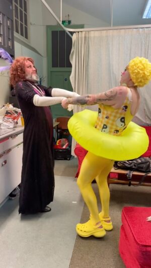 Ginny Lemon Instagram - Rose & Jack dancing circa 1912 

Was gonna replace audio with a bit of fiddle but the little stomps are making me crease 😂

Love getting wet and wild with @saucyworcester @sugardaddyscafeworc @dramaqueensworc @worcstheatres 💦