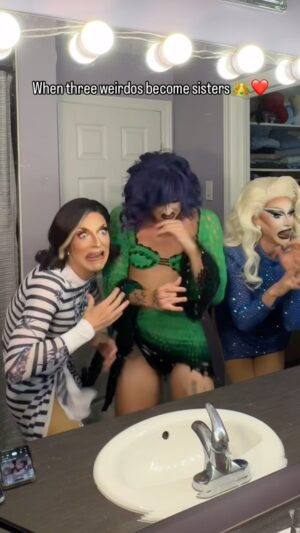 Gisèle Lullaby Instagram - Realistically, Gisele is MOTHER, though! 

What’s better than three weirdos in front of Saltina’s bathroom? Three weirdos in front of YOU LIVE in Montreal at @cabaretmado with @gisele_lullaby on July 9th! That’s right Montreal, @saltinashaker and @sunshineglitterchild are coming to have some fun! 

#montrealdrag #dragshow #montreal