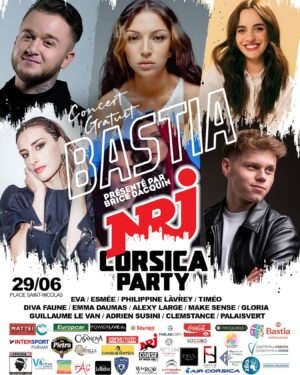 Gloria Palermo De Blasi Instagram - ✨NRJ CORSICA PARTY 2024✨

Le Festival Corsica Party présente, le samedi 29 juin 2024, la NRJ CORSICA PARTY 2024.

Venez faire la fête sur la place Saint-Nicolas à Bastia : toutes vos stars préférées seront là :
@iam_evaqueen @_iam_esmee @philippine_lavrey @officielgloria @timeofficiel_ @divafaune @emmadaumasofficiel @alexylarge @makesense_music @guillaume_levan @adrien_susini @clemstance_off et @palaisvertmusic 

La NRJ Corsica Party, c’est l’énorme concert gratuit le samedi 29 juin sur la place Saint-Nicolas à Bastia, présentée par @brice_dacquin