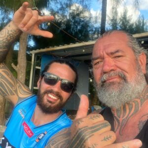 Gordon Toi Hatfield Instagram - Sunset dinners and drinks with the fams and a game of spin the coconut/ truth or dare! #houseofnativesontour #rarotonga