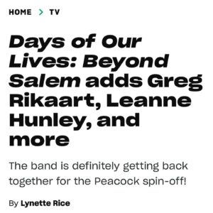 Greg Rikaart Instagram - #BeyondSalem is gonna 🪨 your 🌍! Coming soon to @peacocktv #LeoStark