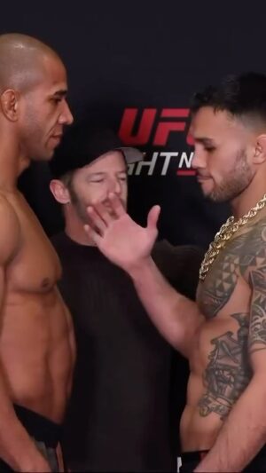 Gregory Rodrigues Instagram - Faceoff 😠
Amanhã é guerra!!! Eu bem sei quem me enviou!!! 

#ufc #ufcvegas #robocop #mma