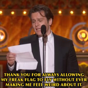 H. Alan Scott Instagram - Happy Pride to Jonathan Groff’s parents. We need more like em!

And no, @hollandvtaylor and @angelinajolie are not Jonathan Groff’s parents, but I’m sure they’d love to be. 

©️ CBS/Tony Awards
.
.
.
#jonathangroff #tonys #tonyawards #merrilywerollalong #pride #lgbt #lgbtq #meme #memes #quote #quotes #fyp