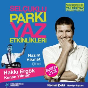 Hakkı Ergök Instagram - Bu akşam Küçükçekmece Selçuklu Parkı Amfi Tiyatro’da, sevgili dostum @kenanyilmazofficial ile birlikte Nazım Hikmet şiirleri okuyup şarkılar söyleyeceğiz. @kemalcebichp  #kemalcebi #küçükçekmece #küçükçekmecebelediyesi #sanat #edebiyat #şiir #kültür #nazımhikmet #nazimhikmetsiirleri