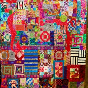 Harvey Fierstein Instagram - Almost done with the first quilt totally created on my new Gammill Statler long arm. It just needs to be bound and then we'll see how it looks on a bed. 108 x 108. It's a biggie! Lots of pieces are from Liza Roos Lucy using Kaffe Fassett fabrics. We are exciting together, don't you think?