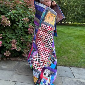 Harvey Fierstein Instagram - Talk about getting wrapped up in your work! This is the quilt I've donated to BCEFA for their GRAND AUCTION on October 1st. It will come with this photo personalized to the winner. It's a great twin size of 90"X66". Just right for cuddling up when the cool weather arrives. For all who have asked about buying one of my pieces... Here's your chance.