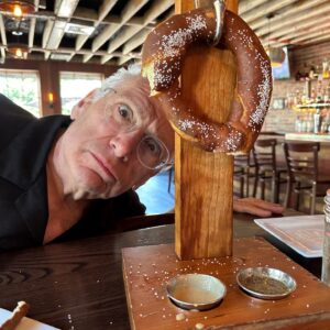 Harvey Fierstein Instagram - Delish lunch with David Leveaux, Susan Bristow and this pretzel at THE LITTLE BARN in Westport.