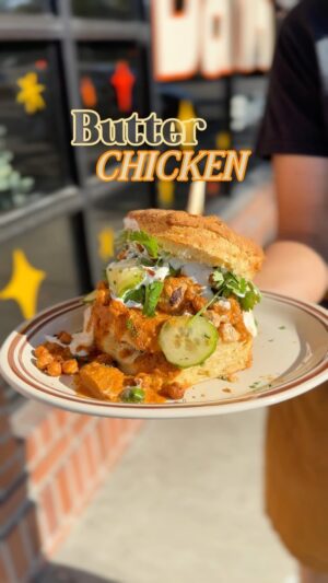 Harvinder Sihra Instagram - Inspired by the GREATEST tag team to ever grace @defynw THE BOLLYWOOD BOYS @harvsihra & gurvsihra and the BUTTER CHICKEN INFATUATION 

This week’s special sandwich is the BUTTER CHICKEN BOYZ 🇮🇳 
Marinated chicken thigh cooked in a creamy curry with ground almonds & cashews, raita yogurt sauce, fresh coriander, cucumber tossed in mint & lemon, garam masala tossed chickpeas on a buttermilk biscuit 

Only available for a limited time STARTING THIS WEEK and around this week until it’s gone 🧡