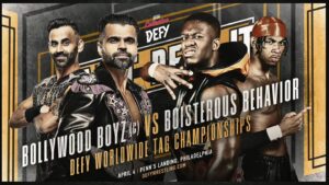 Harvinder Sihra Instagram - It's almost time .... BUT FIRST 

#matchdropmonday ! 

Bollywood Boyz put their Defy Worldwide Tag Team Championships on the line against Boisterous Behavior this Thursday in Philadelphia 👀👊

The weekend in Philly starts with a bang as DEFY comes crashing through the gates of The Collective! 

Mark your calendars for April 4th at 11am. 

 Tickets available at DefyPhilly.eventbrite.com