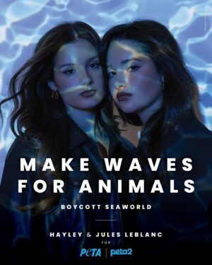 Hayley LeBlanc Instagram - @hayley.leblanc and I are so excited to collab with @peta and @peta2 to help animals who are exploited and suffering at SeaWorld  Orcas and dolphins belong in the ocean! We should all ghost SeaWorld and never buy a ticket.
 
Photographer  @france.and.jesse
Makeup  @kirinrider
Hair  @angelinapanelli
Stylist  @shagdarova
