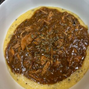Heather B. Instagram - When your hubby wakes up and asks if "Salmon x Grits sound good for breakfast?" 

I said yes, but lemme make you my Slowed Roasted Smoked Turkey, (done on our @traegergrills ) some homemade gravy and my  garlic grits.

Don't that sound BETTER? 

@bighorsevernonbully AGREED. 🥰