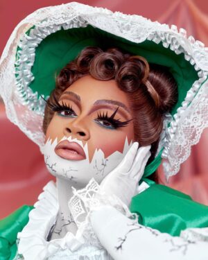 Heidi N Closet Instagram - This look honestly means the world to me. My grandmother had porcelain dolls that use to scare me and would just sit on a love seat and we were never allowed to touch them so in my head this is the shape of the dolls dress!!! RIP grandma this one is for you ❤️❤️❤️. 

📸- @dmvrtinez.jpg 
👗- @jeffreykellydesigns 
💇🏾‍♀️- @sheacoulee gave it to me