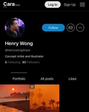 Henry Wong Instagram - Add me on Cara! I’m going to me slowly reupload my art on Cara with glaze and nightshade hopefully this is new home for artists where our art will be respected. Link in my bio #cara #caraapp #socialmedia #art #portfolio