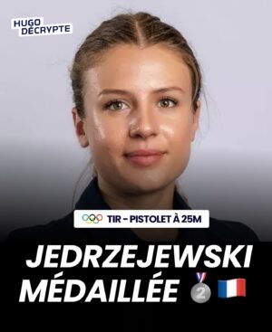 Hugo Travers Instagram - La Française Camille Jedrzejewski est vice-championne olympique au tir, en pistolet à 25m. C’est la 37e médaille française
