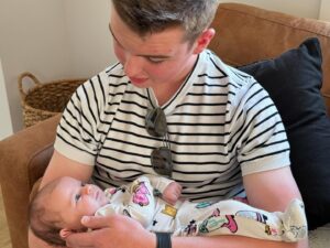 Iain Armitage Instagram - I finally got to meet my brand new niece! I spent time with Montana and Jenna’s sweet baby and she’s beautiful! I’m not at all biased but she’s the smartest, sweetest, most adorable human and I’m proud to be her Uncle Iain. Montana is getting ready to start filming his new show and I couldn’t be happier for him and his beautiful family. Note- I don’t  usually sing Soft Kitty to babies but I’m learning that they genuinely seem to like it. Have you soothed your baby with this song?! Congratulations, Montana and Jenna and welcome to the world, Emma Rae Jordan! You are very, very loved! ❤️