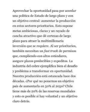 Ignacio Briones Instagram - Pareciera que el pesimismo, eso de ver las cosas por su lado negativo, se nos aparece con demasiada frecuencia. “Que Chile ya se jodíó” y que no habría más que tirar la esponja. Discrepo de la mirada pesimista. Es cierto que llevamos demasiado tiempo sumidos en un crecimiento mediocre, que somos un país más inseguro, políticamente más inestable y que nuestra institucionalidad se ha ido deteriorando. Pero también es verdad que, pese a todo, seguimos teniendo muchas fortalezas comparativas sobre las cuales construir. La libertad consiste en renegar del determinismo y la condena a seguir cayendo en la rodada. Chile puede y debe levantarse. Con audacia y ambición.