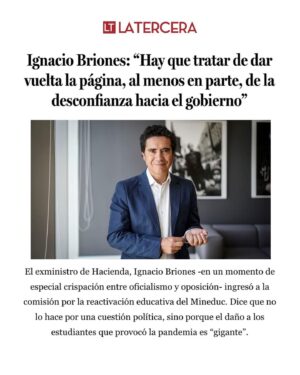 Ignacio Briones Instagram - Si hay un tema que no podemos politizar es el de la urgencia de abordar el terremoto educacional que dejó la pandemia. Por una razón ética y también de oportunidades. Están en juego los proyectos vitales y, por ende, la libertad de una generación completa. Comparto entrevista.