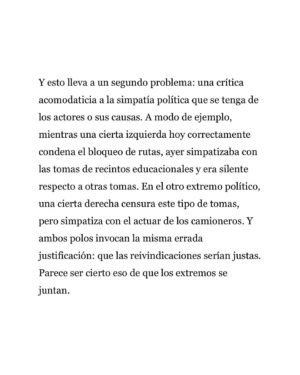 Ignacio Briones Instagram - Lo de los camioneros es solo la punta del iceberg de un problema más extenso: reivindicar causas particulares con medios ilegitimos como tomas de todo tipo.

No cabe doble estándar de condenar medios dependiendo de la simpatía política que las causas despierten.

Comparto mi columna publicada en La Tercera.