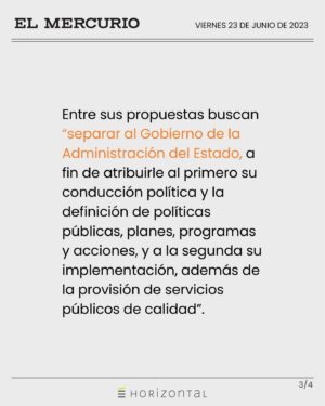 Ignacio Briones Instagram - 🟠 ¡Necesitamos tu ayuda! A partir de hoy, hasta el 7 de julio, necesitamos reunir 10 mil firmas para que nuestra propuesta llegue al Consejo Constitucional. 

“Por un Estado sin pitutos: un Estado moderno para los ciudadanos”, así se denomina la iniciativa popular de norma, elaborada desde Horizontal, @ideapais y @pivotes_cl. 🔎 Hoy nuestro Estado carece de estándar transversal de gobernanza que asegure autonomía y excelencia técnica 👉🏻 Esto dificulta su eficiencia, eficacia y flexibilidad para estar al servicio de las personas 😧.

Pero, ahora la nueva Constitución 📄 representa una oportunidad única de romper la inercia en estas materias, donde ha sido escasa la voluntad política para avanzar. 👀 La oportunidad es ahora, no podemos dejarla pasar.

🤝🏻 ¡Súmate en el link de la BIO y en las historias destacadas! 

#modernizaciondelestado #PorUnEstadoSinPitutos #consejoconstitucional #comisionexperta #constitucion #estado #iniciativapopulardenorma #participacion